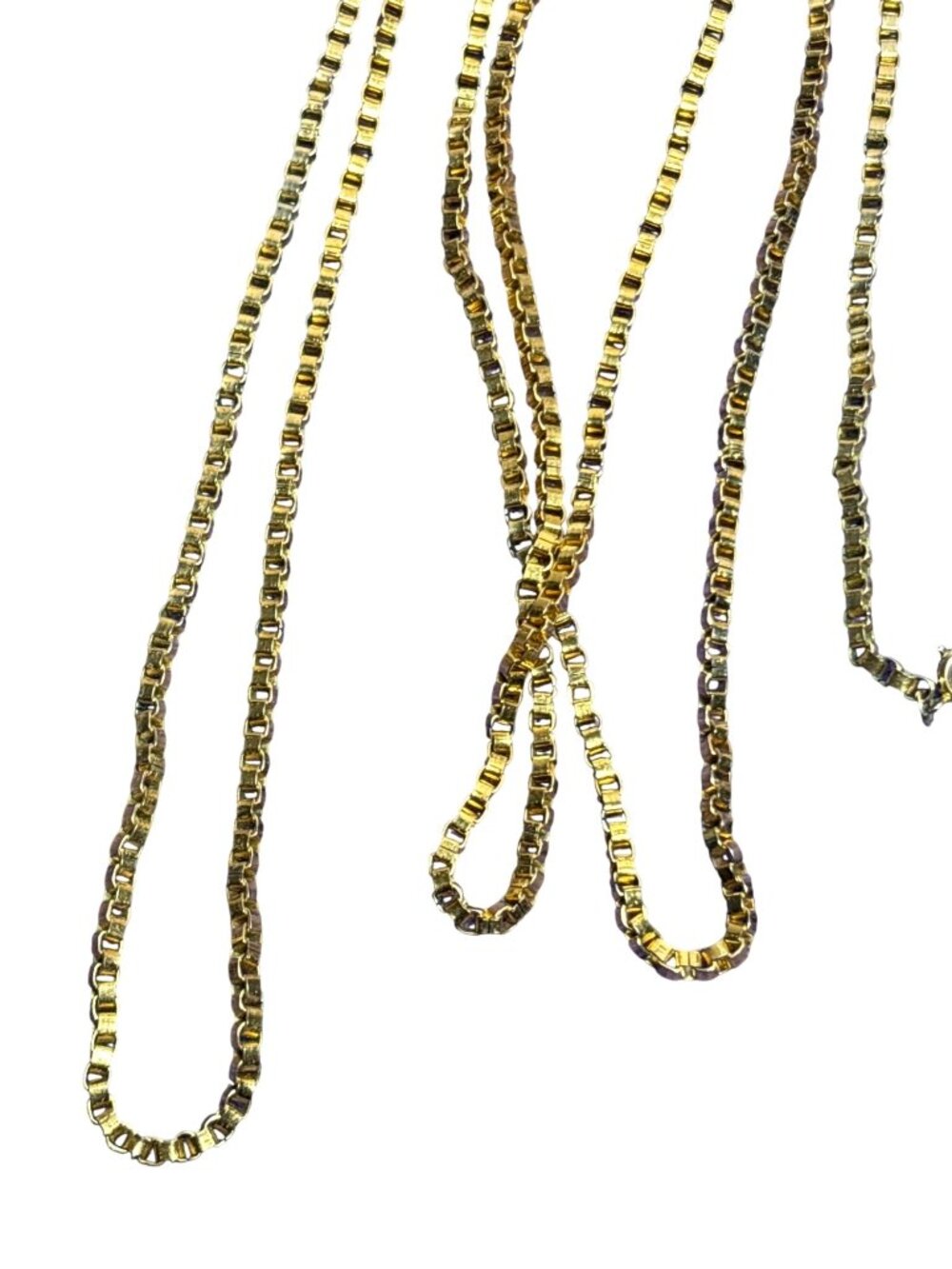 Vintage Goldtone Square Chain Necklace Spring Ring Clasp 60 inches Long - Picture 2 of 3